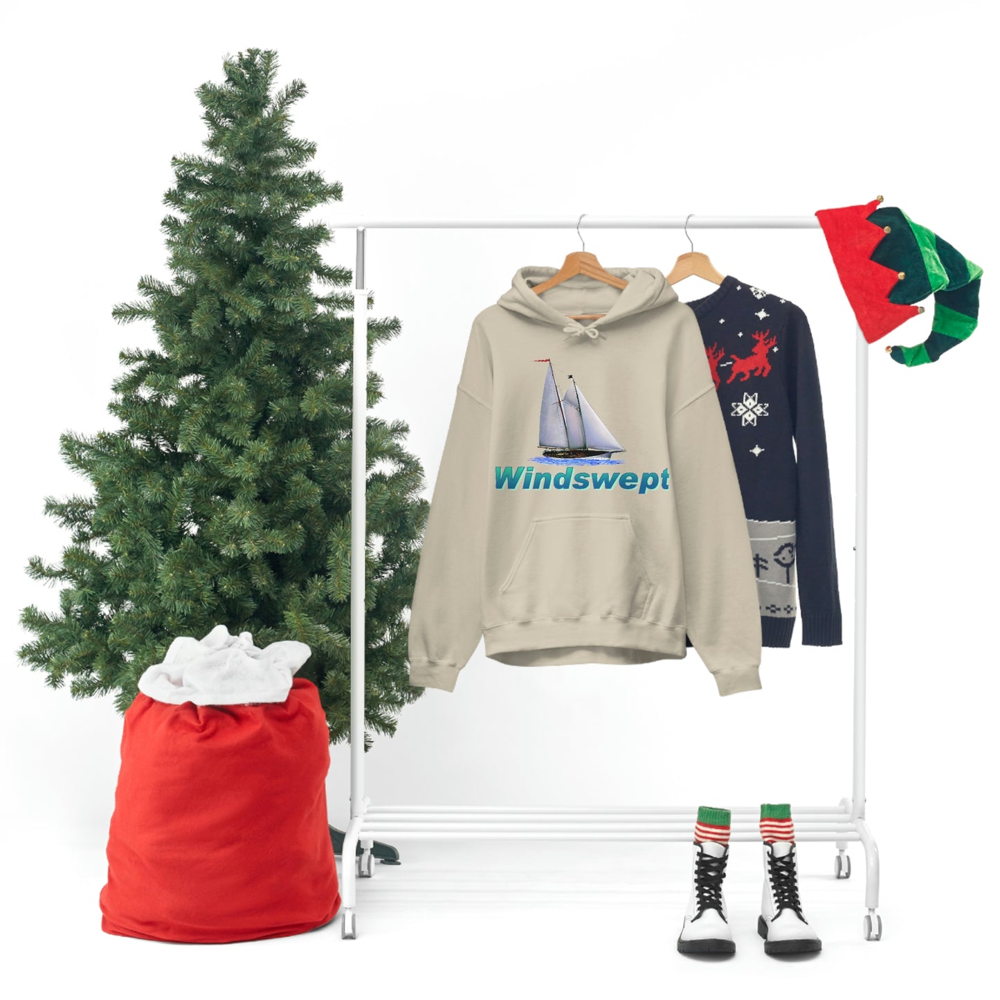 Unisex Heavy Blend™ Hooded Sweatshirt, Windswept, Mother Ocean design.