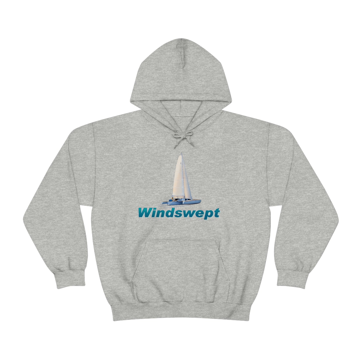 Unisex Heavy Blend™ Hooded Sweatshirt, Windswept, Sister Whisper Trimaran. Artwork by John Ryerson Bredin