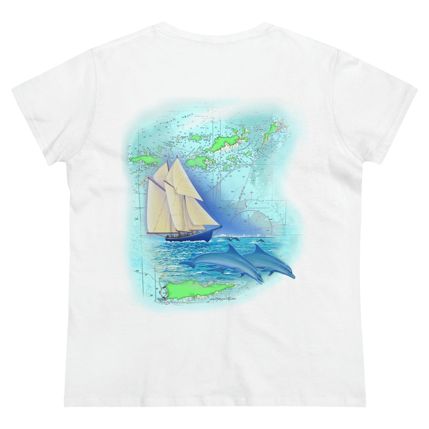 Windswept Soult, Bluenose sailboat, Women's Midweight Cotton Tee