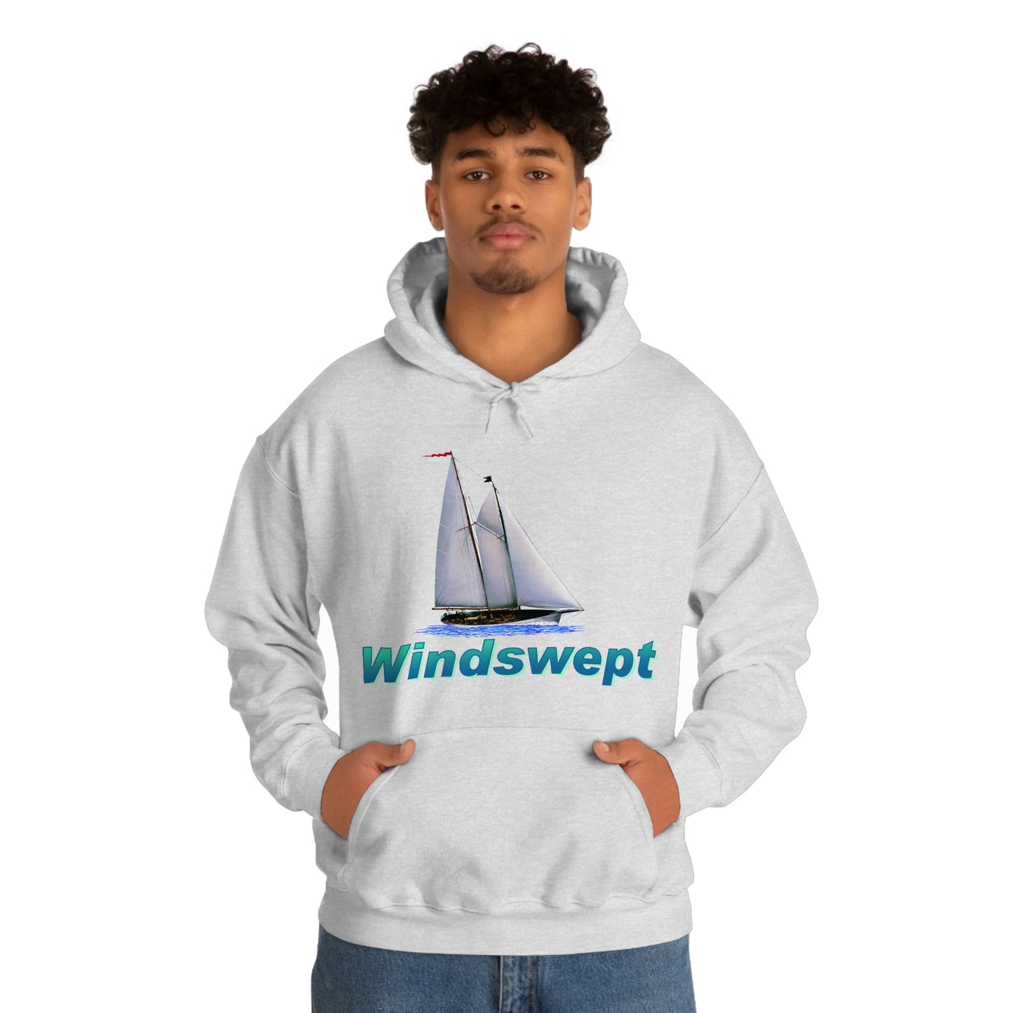 Unisex Heavy Blend™ Hooded Sweatshirt, Windswept, Mother Ocean design.