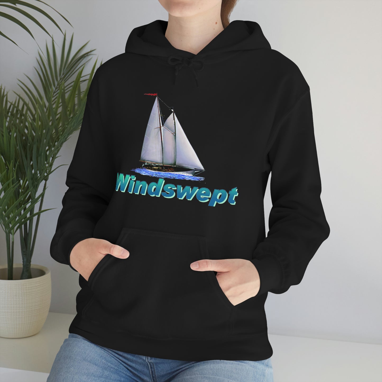 Unisex Heavy Blend™ Hooded Sweatshirt, Windswept, Mother Ocean design.