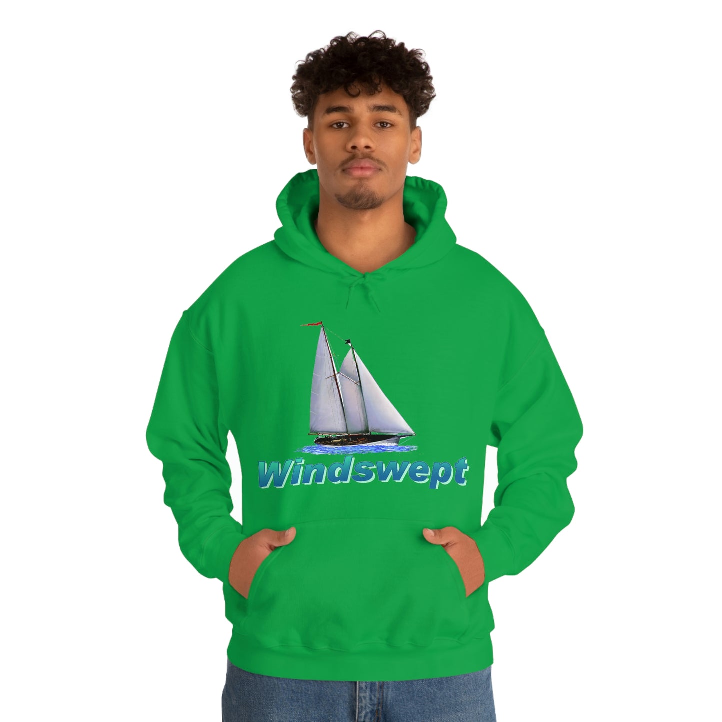 Unisex Heavy Blend™ Hooded Sweatshirt, Windswept, Mother Ocean design.