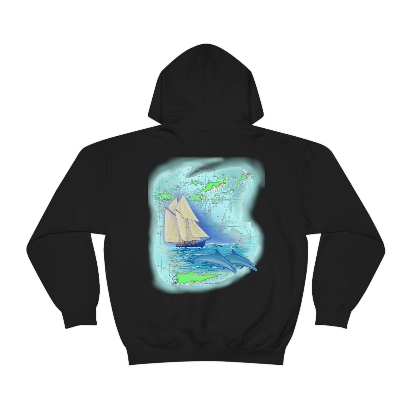 Unisex Heavy Blend™ Hooded Sweatshirt, Windswept Soul, Bluenose Sailboat.