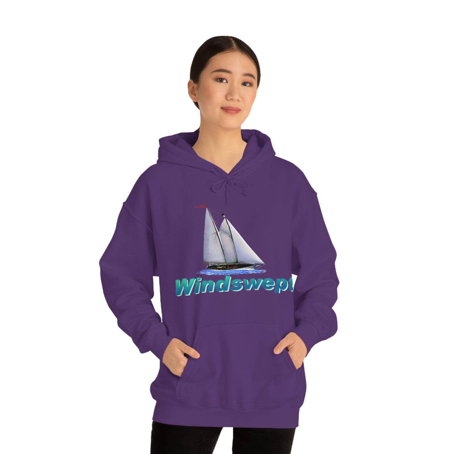 Unisex Heavy Blend™ Hooded Sweatshirt, Windswept, Mother Ocean design.