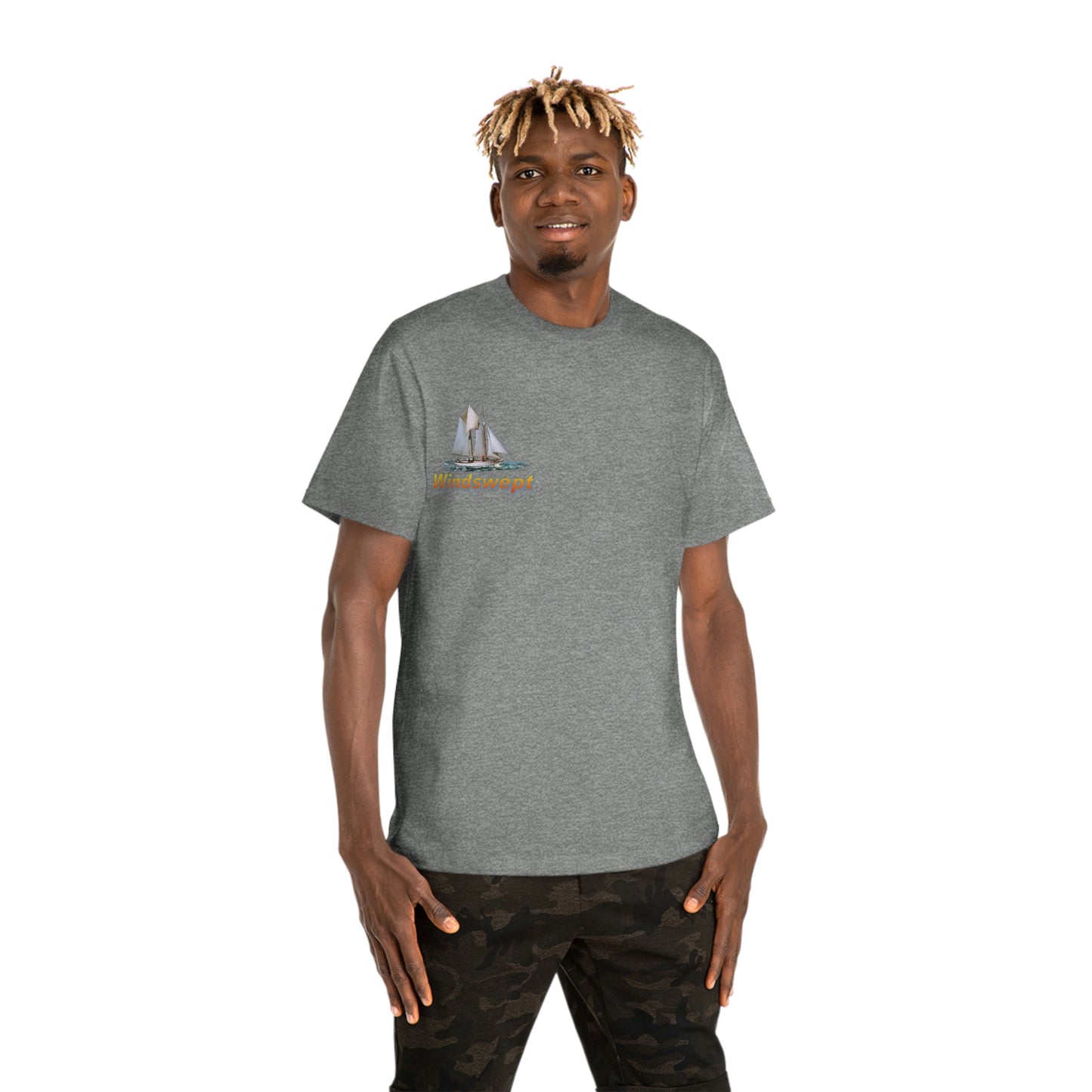 Windswept T-Shirt, Pocket Area William H Aubrey sailboat. Unisex Hammer™ T-shirt