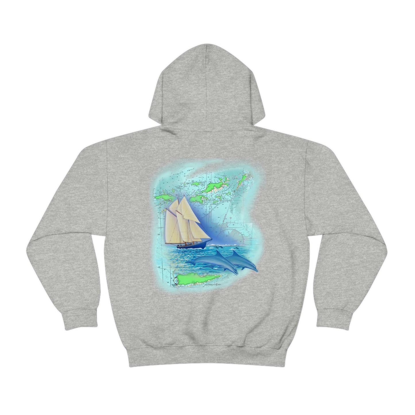 Unisex Heavy Blend™ Hooded Sweatshirt, Windswept Soul, Bluenose Sailboat.
