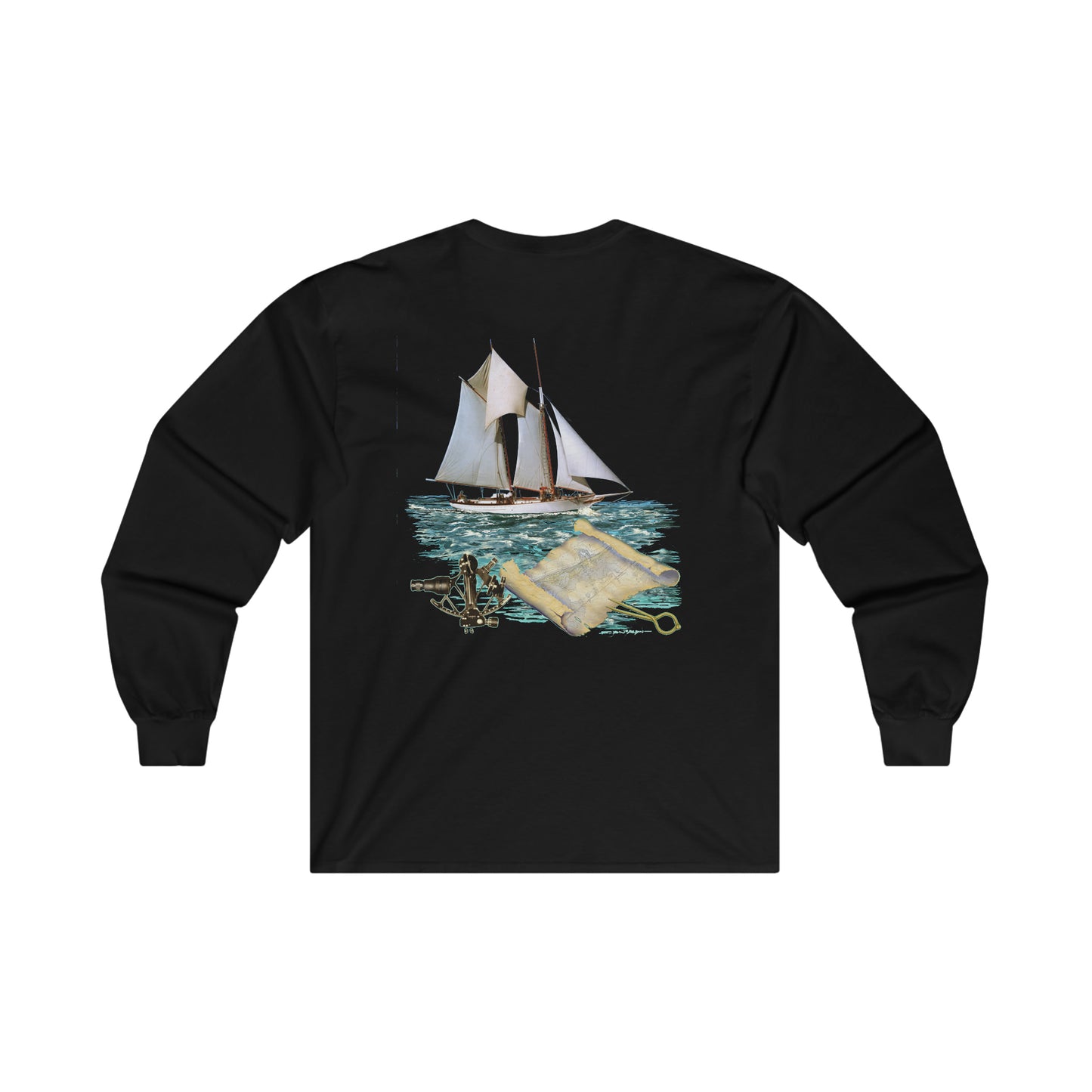 Ultra Cotton Long Sleeve Tee, W.H. Aubrey Sailboat. By John Ryerson Bredin