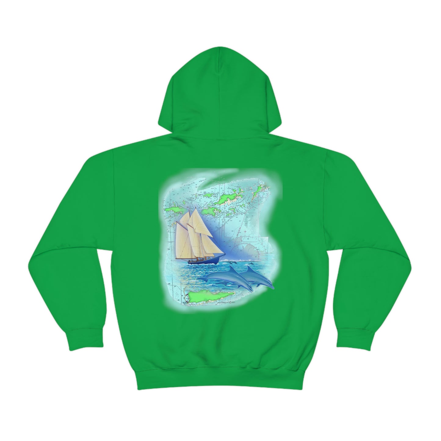 Unisex Heavy Blend™ Hooded Sweatshirt, Windswept Soul, Bluenose Sailboat.