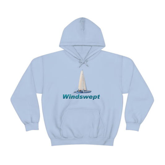Unisex Heavy Blend™ Hooded Sweatshirt, Windswept, Sister Whisper Trimaran. Artwork by John Ryerson Bredin