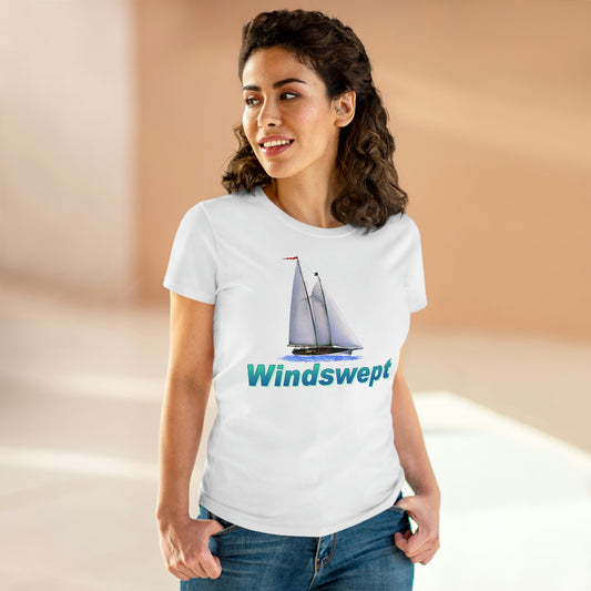 Windswept T-Shirt, Mother Ocean design. Women's Midweight Cotton Tee. Artwork by John Ryerson Bredin