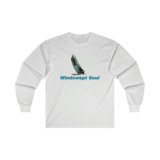 Ultra Cotton Long Sleeve Tee, Windswept Soul, Bluenose graphics by John Ryerson Bredin