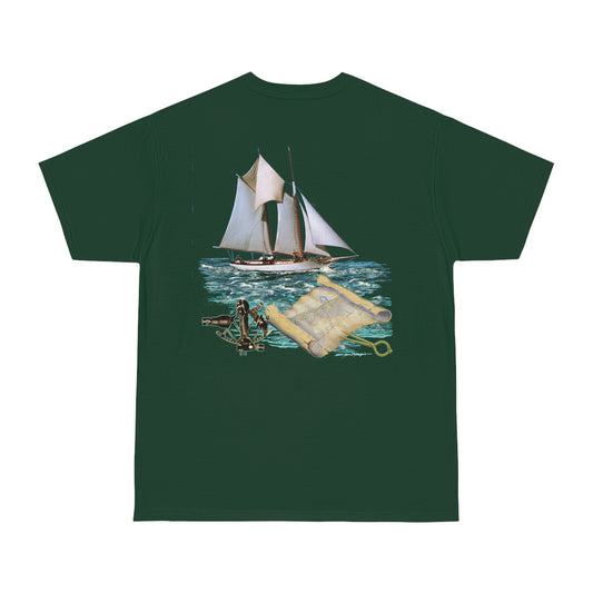 Windswept T-Shirt, Pocket Area William H Aubrey sailboat. Unisex Hammer™ T-shirt