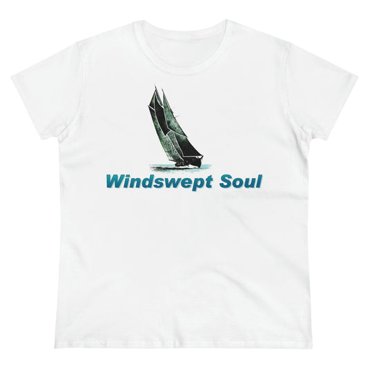 Windswept Soult, Bluenose sailboat, Women's Midweight Cotton Tee