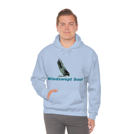 Unisex Heavy Blend™ Hooded Sweatshirt, Windswept Soul, Bluenose Sailboat.
